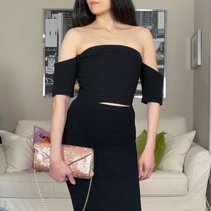 Keepsake black cropped off shoulder top